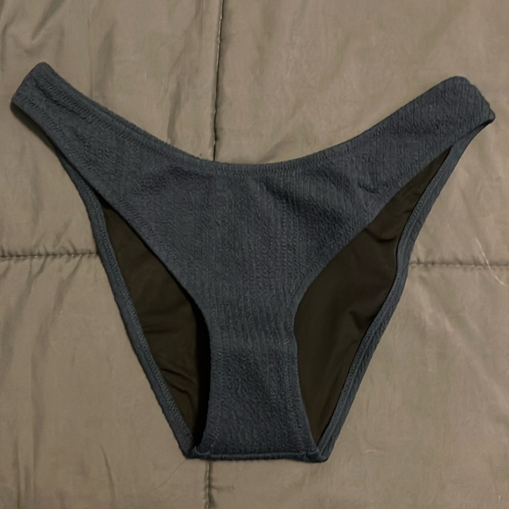JCrew Textured Curved Waist Cheeky Bikini Navy Size Small NWT